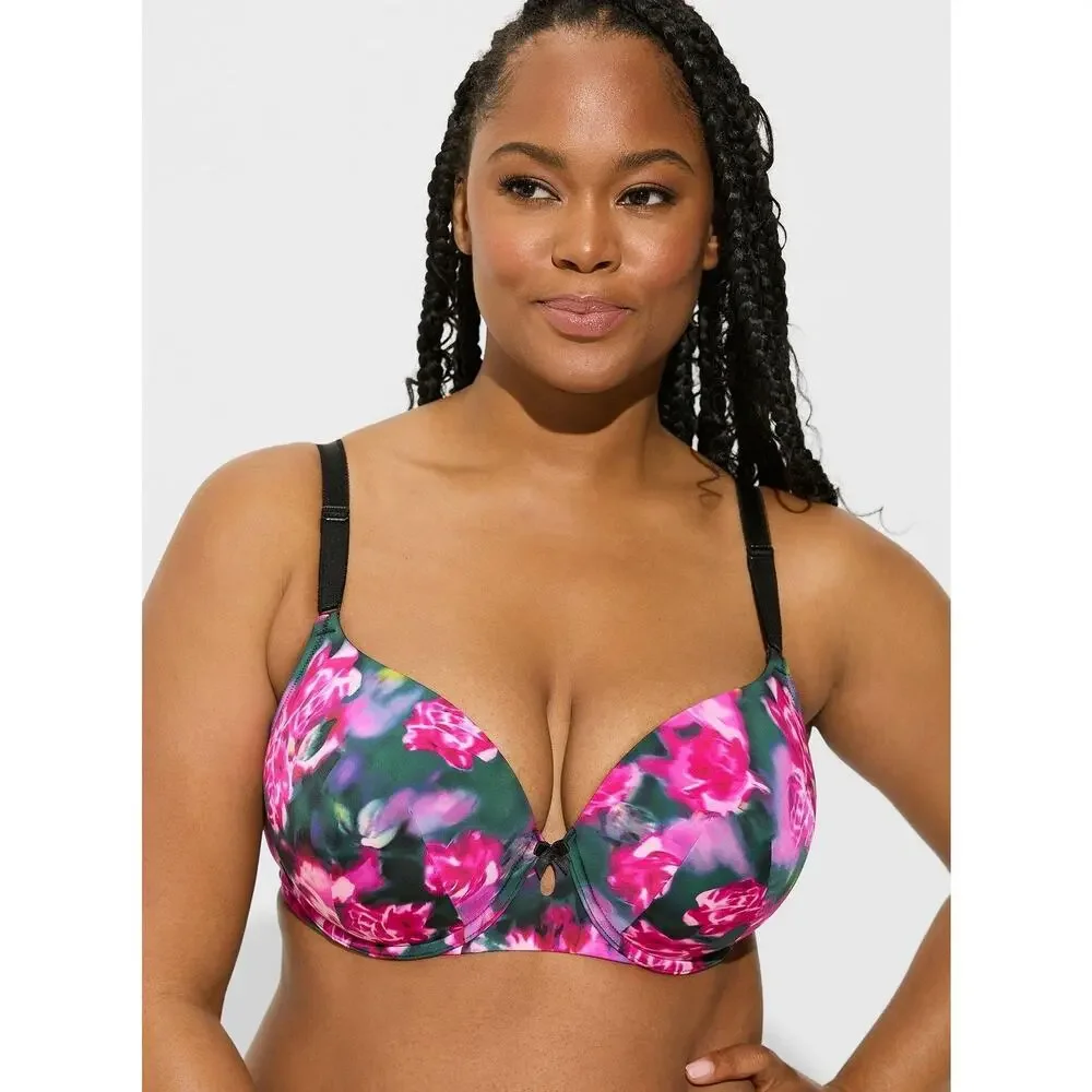 Torrid NWT 46DDD Perfect T-Shirt Bra in Blur Roses Floral Aventurine - Picture 2 of 3